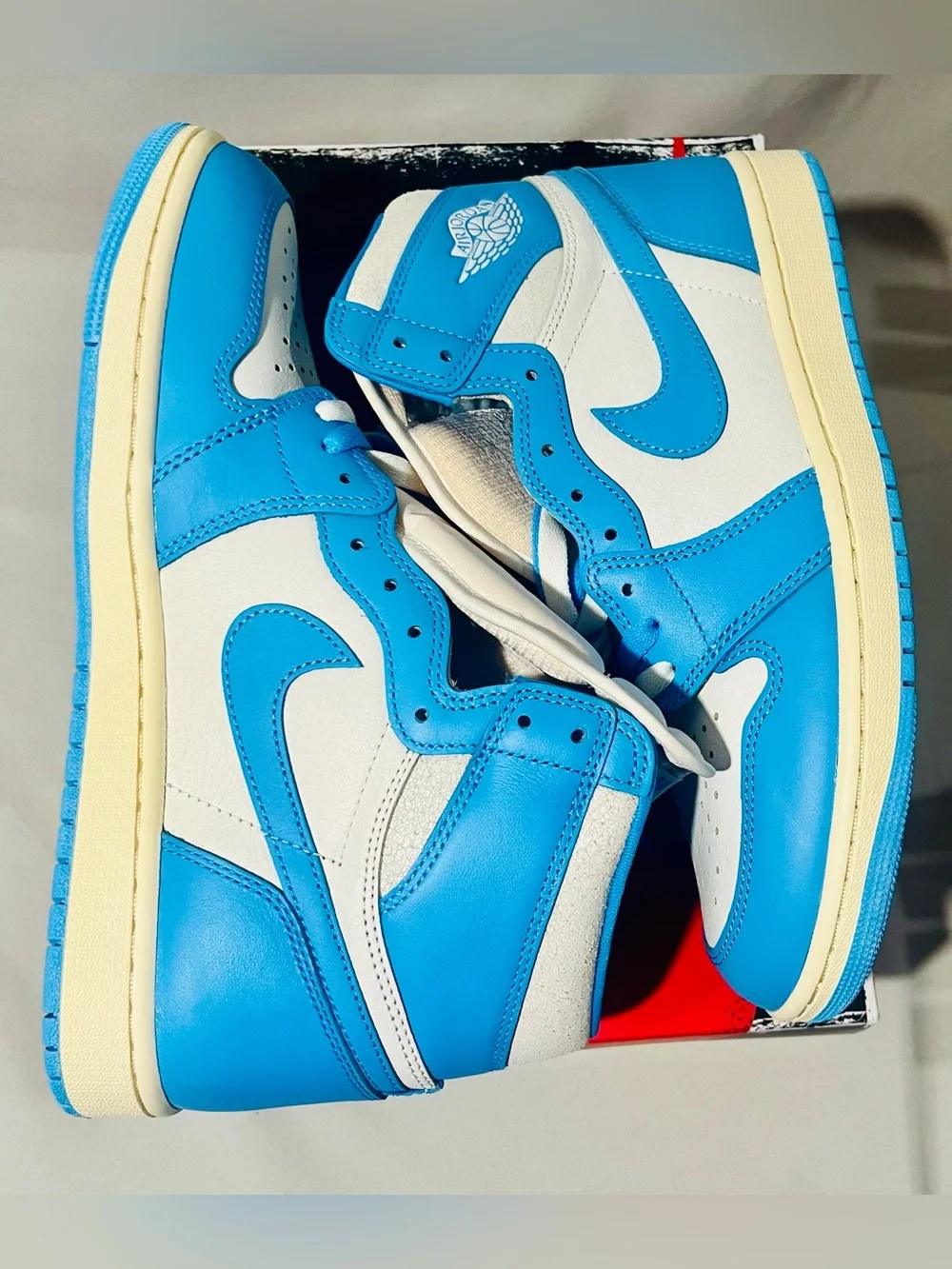 Nike Air Jordan 1 High Top Retro- White & Baby Blue - 10